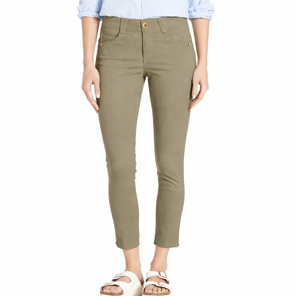 Democracy Ab Solution Skinny Ankle Pants Olive Green Women's Size 6 Stretch